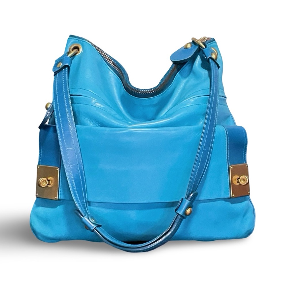 Mulberry Rare Y2K Bright Blue Leather Hobo Bag With single Strap - Picture 3 of 16